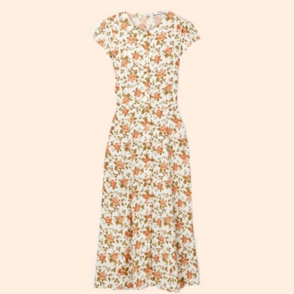 Reformation Fauna Front Button Midi Dress Size 6